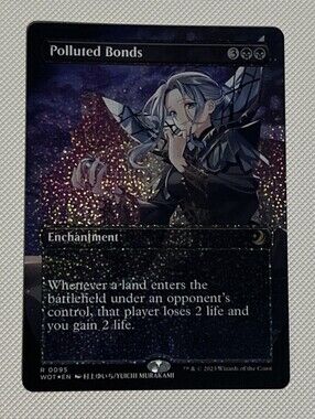 Polluted Bonds Anime Borderless Confetti Foil NM Wilds of Eldraine Unplayed